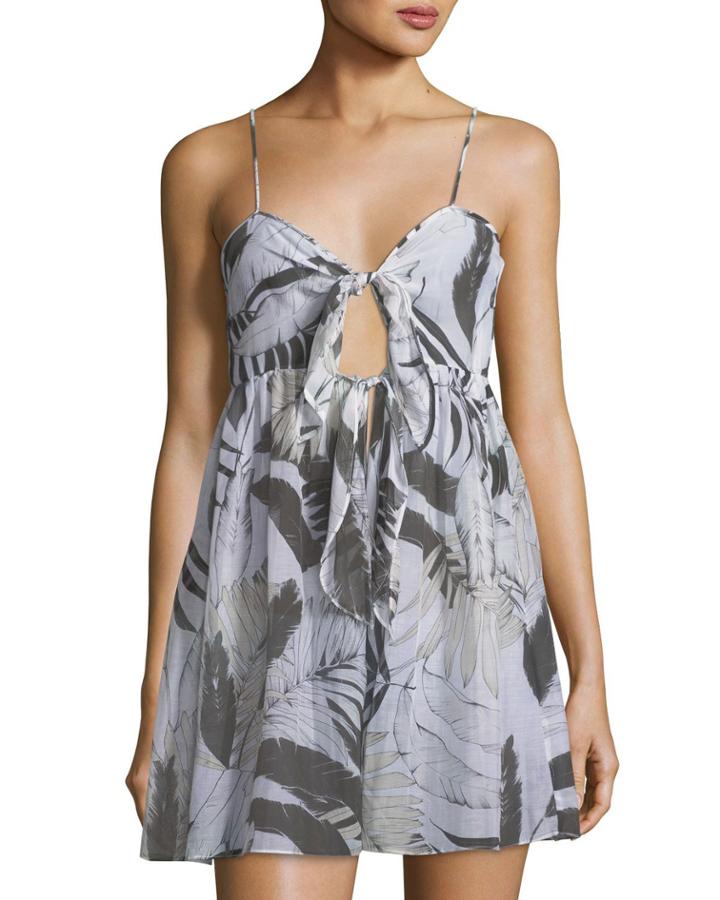 Sadie Tie-front Printed Silk Coverup Dress