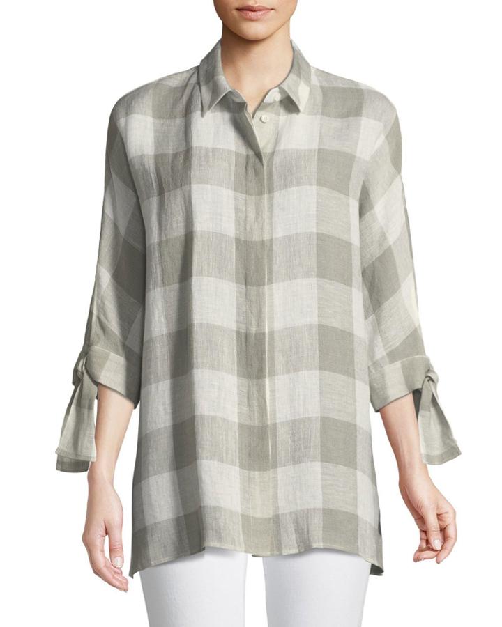 Saige Napa Valley Self-tie Check Blouse