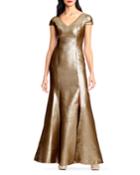 V-neck Metallic Jacquard