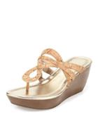 Celene Cork Wedge Sandal, Platino