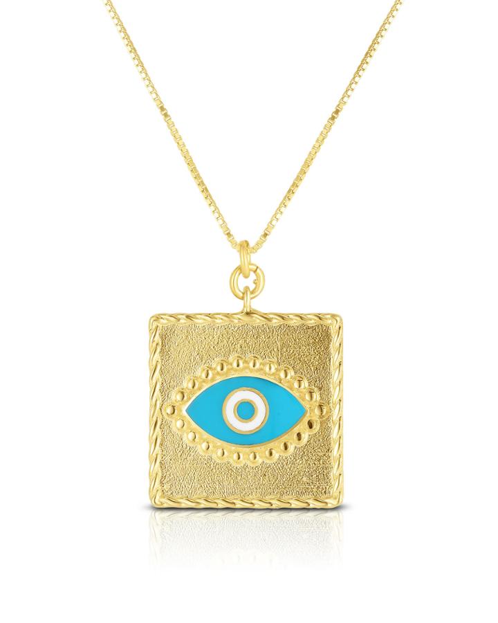 Square Evil Eye Pendant Necklace
