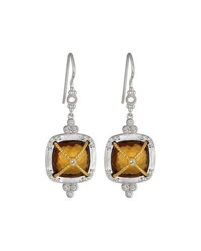 Wrapped Cushion Citrine Dangle & Drop Earrings