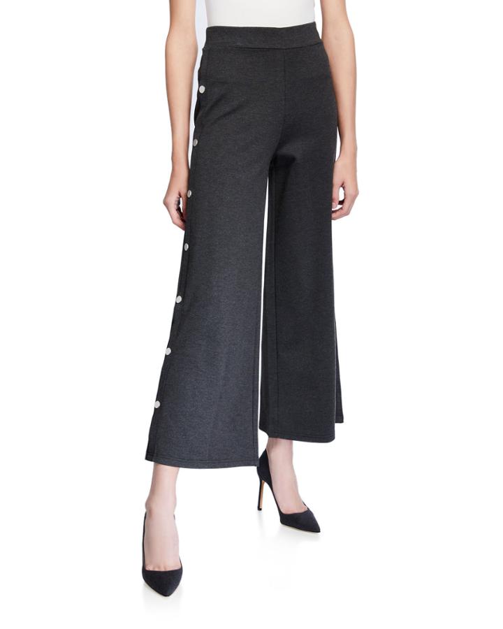 Side Button Wide-leg Pants