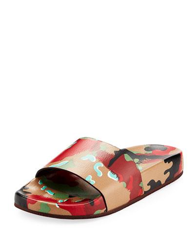 Men's Camo Leather Slide Sandal,