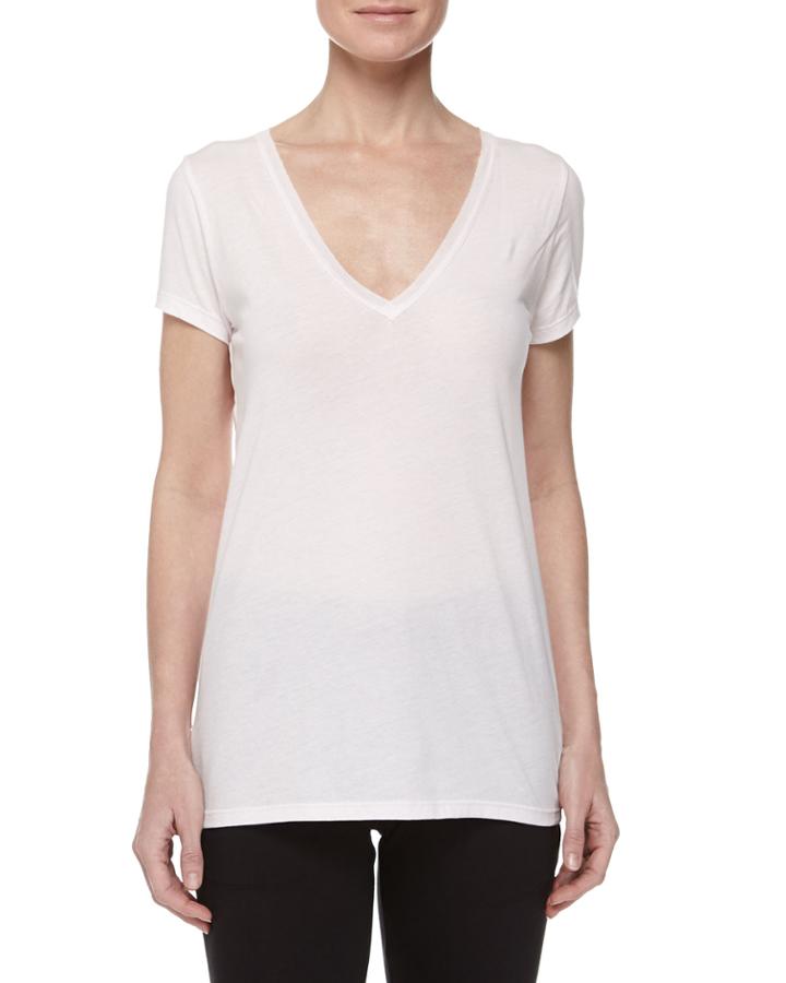 Skin Sexy V-neck Jersey Tee, Powder, Women's, Size: