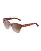 Square Two-tone Havana Plastic Sunglasses, Brown/pink