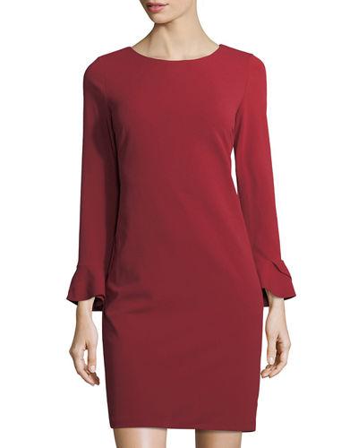 Flare Slv Shth Bt Nk Dress