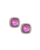 Maya Square Charoite Button Earrings