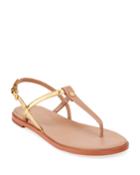 Flora Metallic Leather Thong