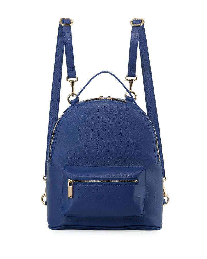 Faux Saffiano Clip-strap Backpack