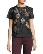 Floral-embroidered Short-sleeve