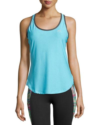 Singlet Contrast-trim Performance Tank, Turquoise/nine Iron