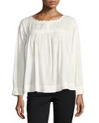 The Peasant Long-sleeve Embroidered Cotton Top