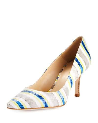 Lydia Striped Snake-embossed Pump, Dusk