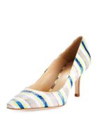 Lydia Striped Snake-embossed Pump, Dusk
