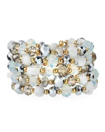 Multi-row Simulated Crystal Wrap Bracelet, Ivory