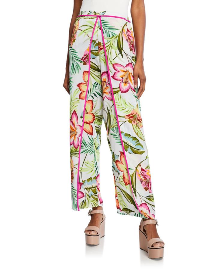 Surfline Floral-print Split Wide-leg Pants