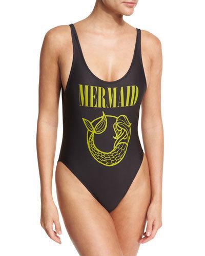 Mermaid-graphic One-piece