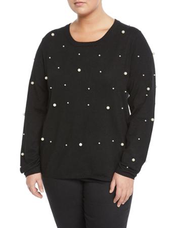 Crewneck Pearly Long-sleeve Sweater,