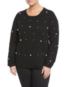 Crewneck Pearly Long-sleeve Sweater,