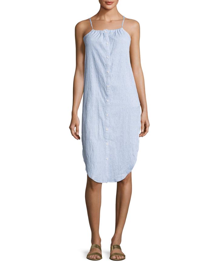 Flora Sleeveless Button-front Cotton Coverup
