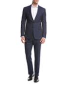 Striped Wool Two-piece Suit, Bright Navy