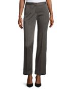 Prima Herringbone Straight-leg Pants, Gray/black