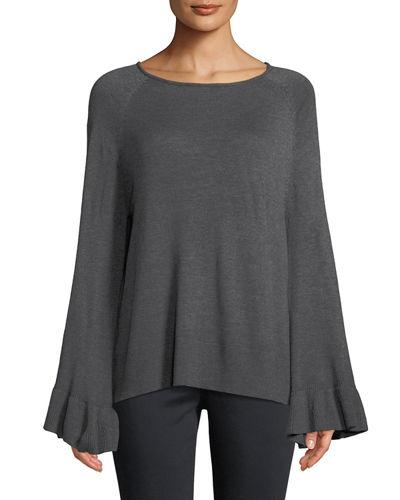 Ruffle-sleeve Pullover