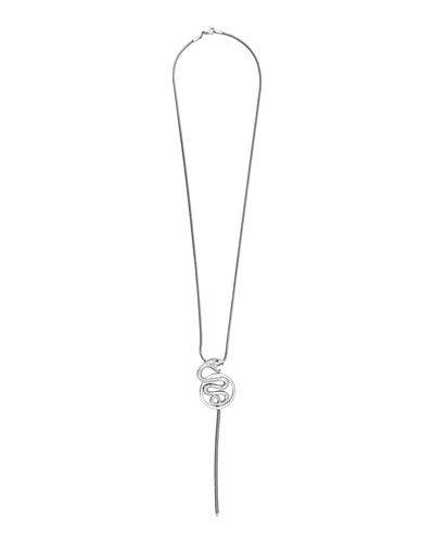 Trouble 18k White Gold Diamond Snake Pendant Necklace