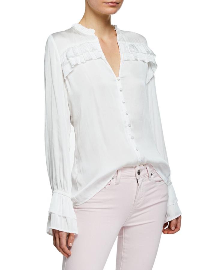 Anguilla Long-sleeve Blouse With Layered Ruffle Trim