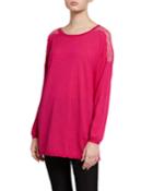 Lace Inset Long Sleeve Wool-blend Top