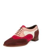 Magnesia Colorblock Suede Oxford Flat