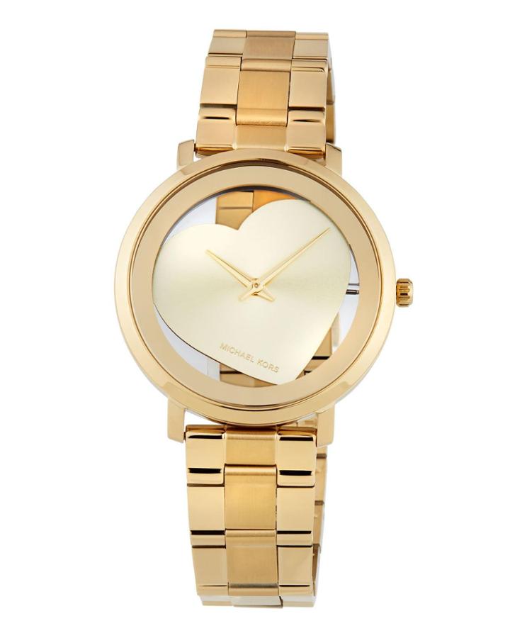 Jaryn 38mm See-through Heart Watch, Golden