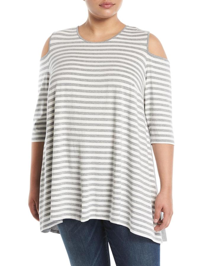 Cold-shoulder Striped Tunic,