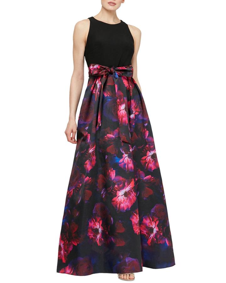 Sleeveless Gown With Printed