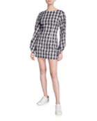 Downtown Plaid Long-sleeve Dress