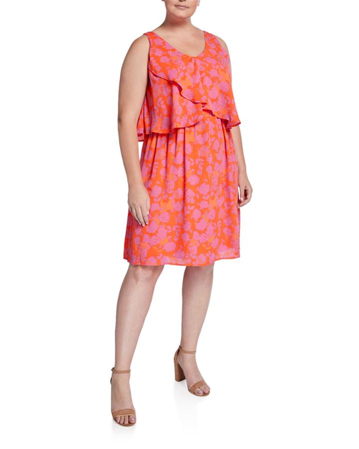 Plus Size Lane Floral Double V Sleeveless Dress