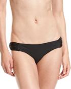 Coiba Shirred-side Swim Bottom, Black