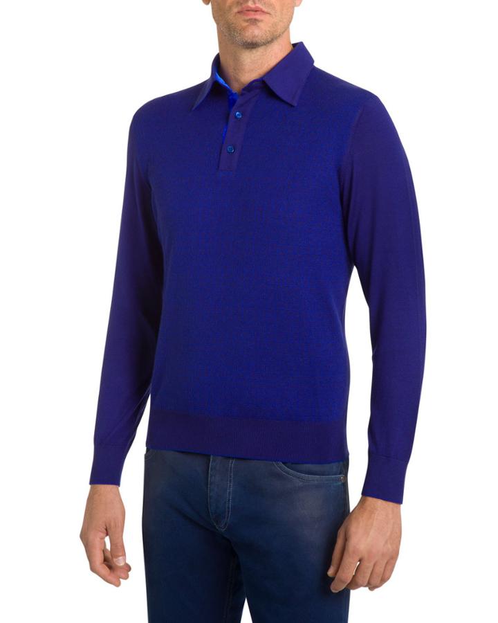 Men's Textured Cashmere Polo