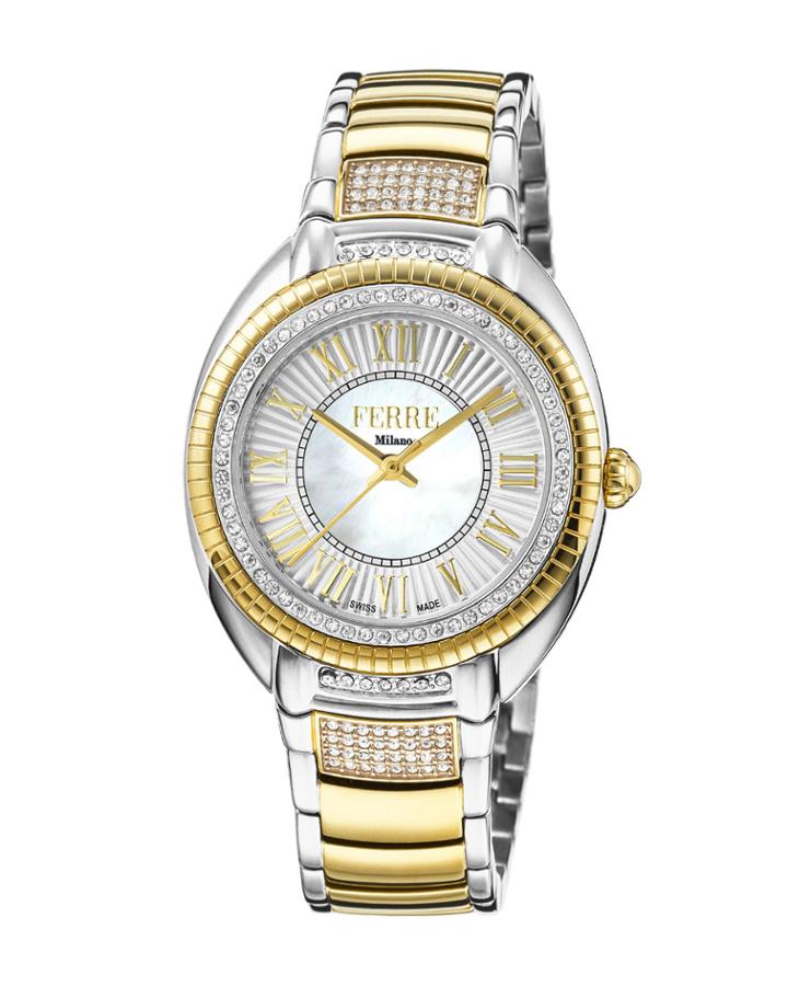 Women's 34mm Stainless Steel 3-hand Roman Glitz Watch With Bracelet, Golden/steel