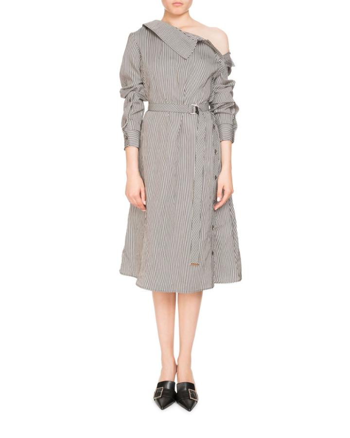 Albany Long-sleeve Belted Pinstripe