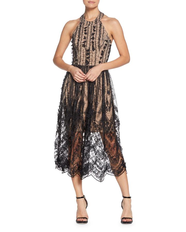 Valerie Halter-neck Lace Illusion Dress