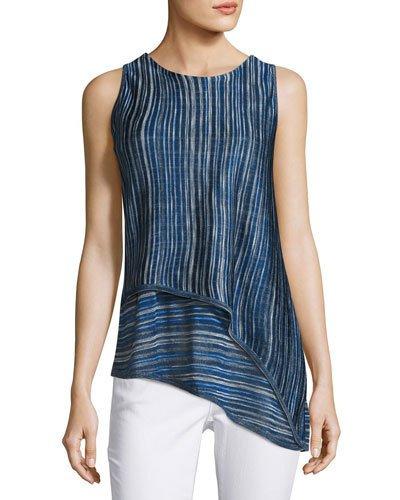 Asymmetric Layered Knit Tank, Blue/multi