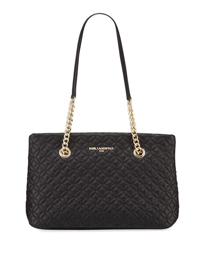 Karolina Quilted Lamb Leather Shoulder Tote Bag