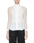 Tentel Lace Button-front Blouse, White
