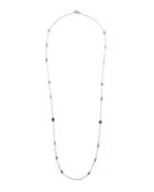 Long Glass Ruby & Diamond Disc Necklace,
