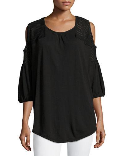 Chika Lace-shoulder Jersey Top