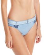 Denim Buckle Swim Bikini Bottoms