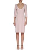 Scoop-neck Contrast Fitted Dress