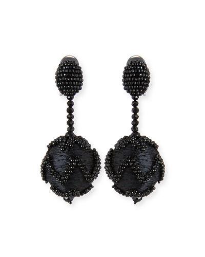 Beaded Chevron Ball Drop Clip-on Earrings